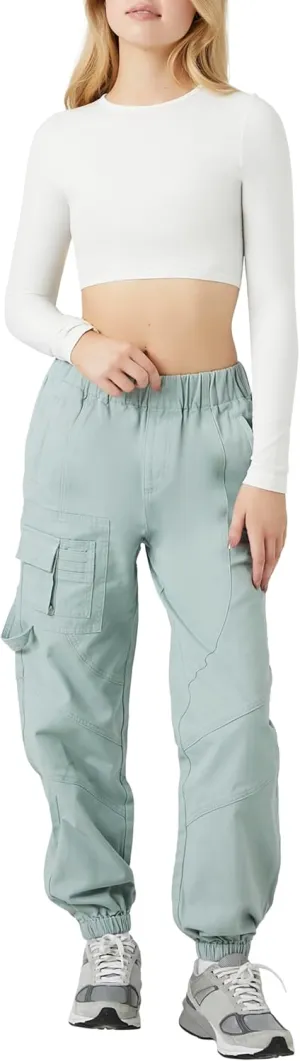 Forever 21 Women's Twill Cargo Joggers