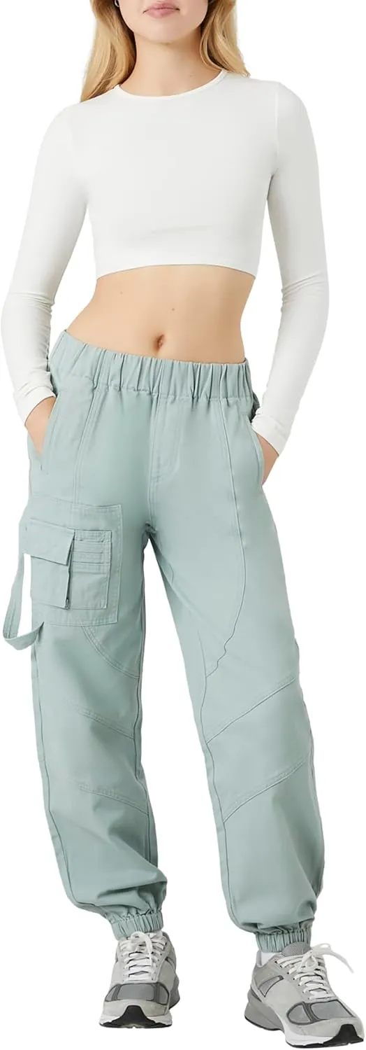 Forever 21 Women's Twill Cargo Joggers