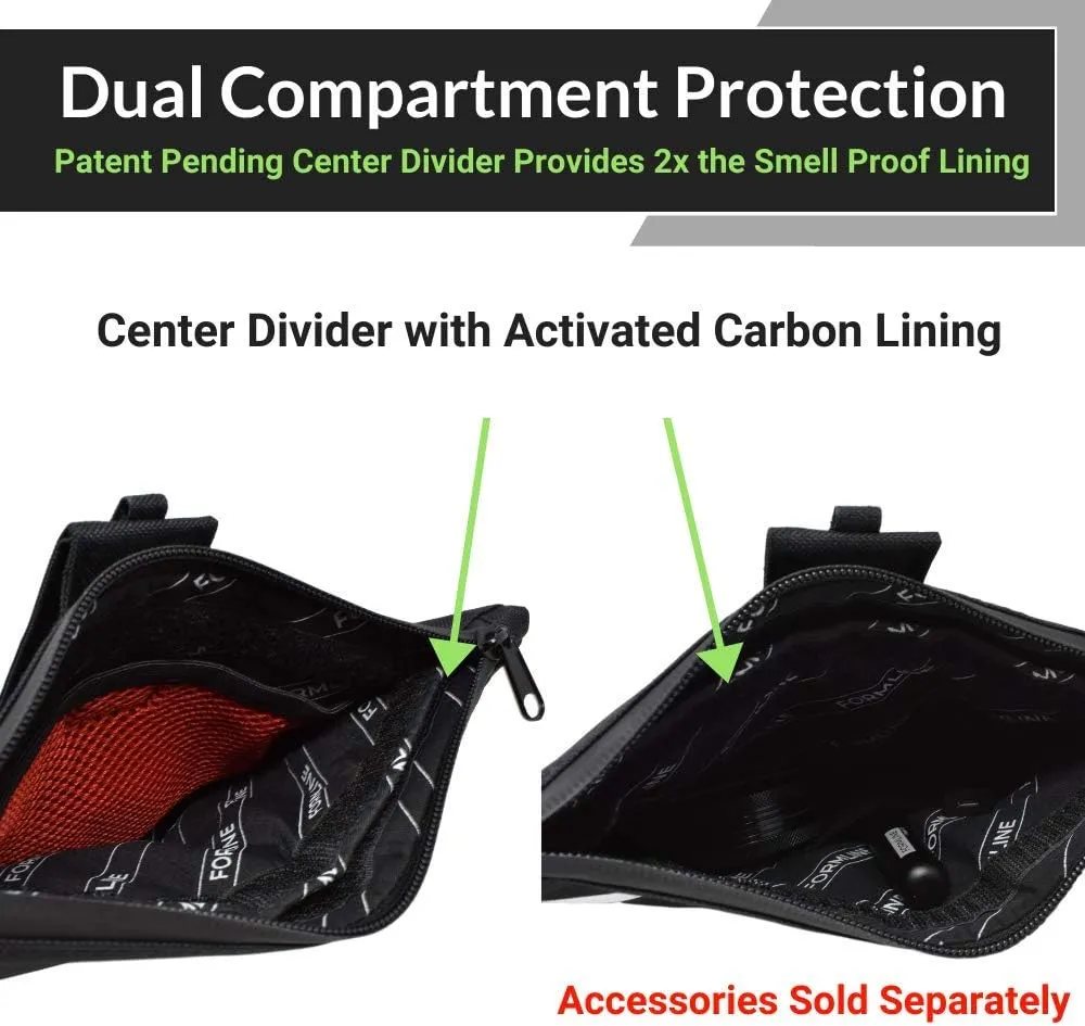Formline Elite Smell Proof Bag - 9" x7" - Double the Odor Proof Lining with Patent Pending Center Divider Design - Eliminates All Scents - Zipper Closure Top Keeps Products Discreet and Secure