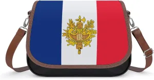France French Flag Emblem Crossbody Bags for Women Shoulder Bag Flap Handbags Leather Cross Body Purse
