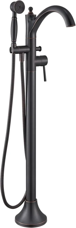 Freestanding Bathtub Faucet, Classic Free Standing Tub Faucet with Retro Handheld Sprayer High Flow Max 7.04GPM Floor Mounted Tub Fillers Swivel Spout Tub Faucets Oil Rubbed Bronze (WT-9002ORB)