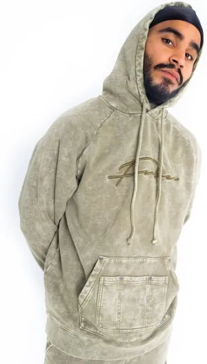 FUBU Signature Washed Utility Hoodie, Green, Small