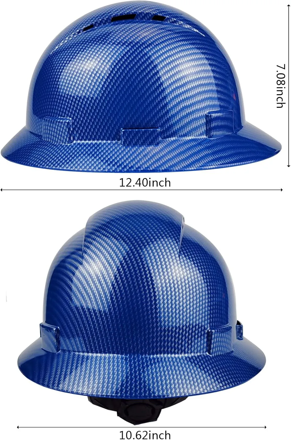 Full Brim Hard Hat - OSHA Safety Helmet Durable Lightweight Carbon Fiber Hard Hat, 6-Point Ratchet Suspension Protective Gear for Men and Women