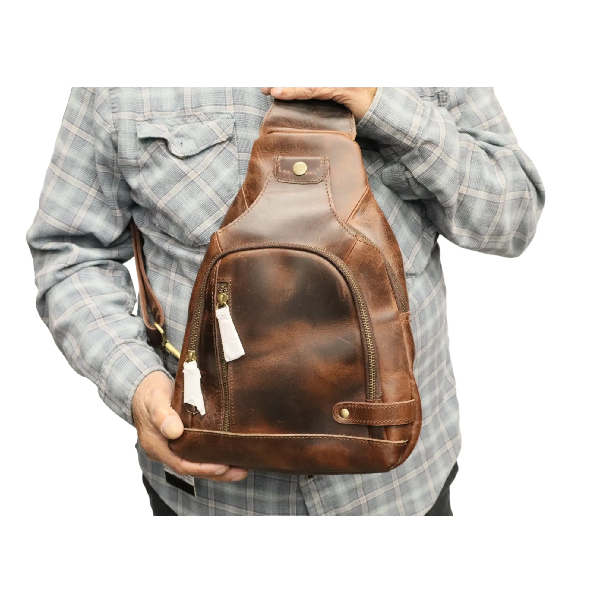 Full Grain Leather Sling Bag Crossbody Chestpack