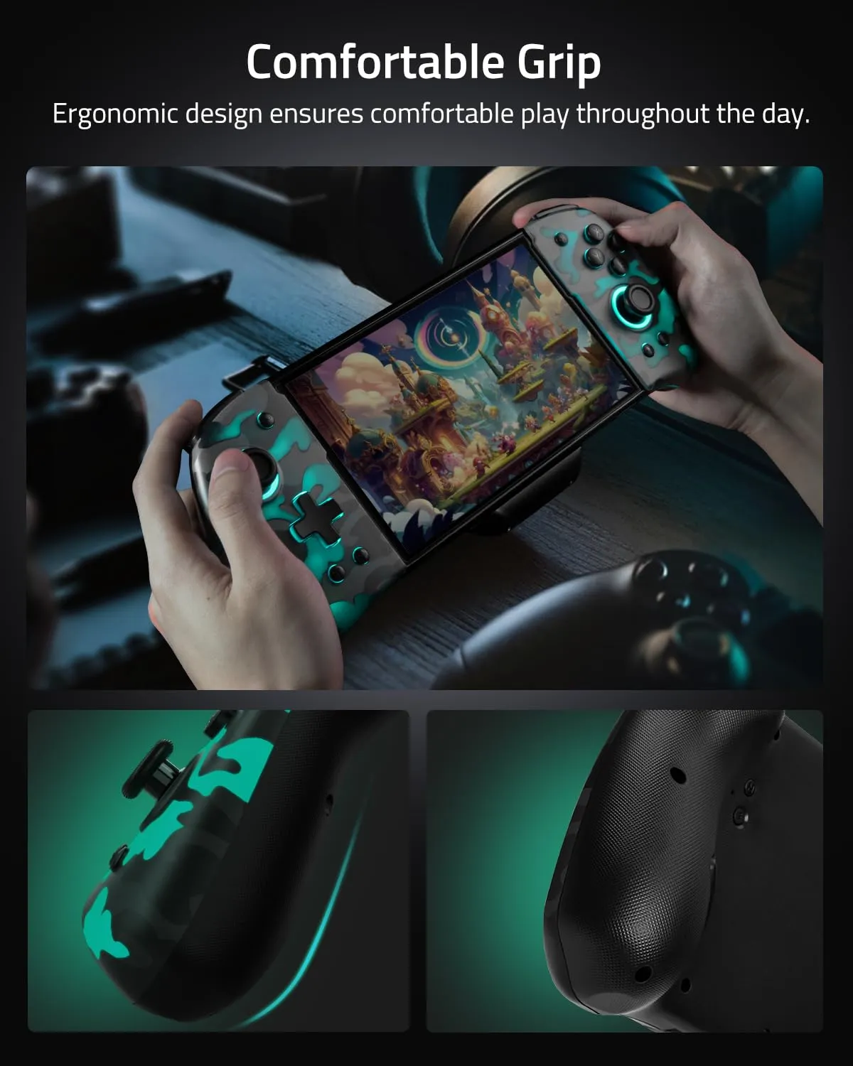 FUNLAB Switch Handheld Controller for Nintendo/OLED Joycons Customizable Switch Controller, Luminous Ergonomic Controls Camo, Switch Joypad Replacement with Adjustable Color, Turbo, Mapping