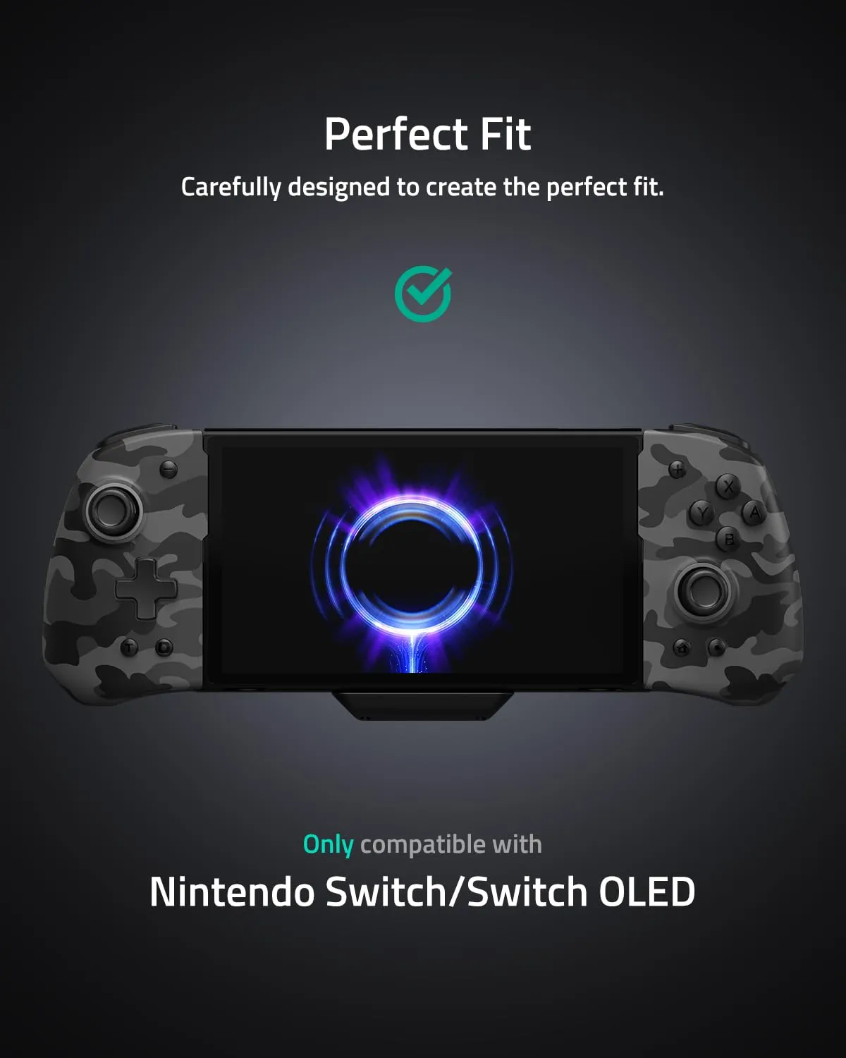 FUNLAB Switch Handheld Controller for Nintendo/OLED Joycons Customizable Switch Controller, Luminous Ergonomic Controls Camo, Switch Joypad Replacement with Adjustable Color, Turbo, Mapping