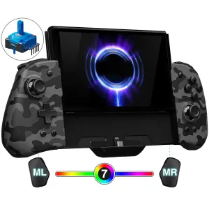 FUNLAB Switch Handheld Controller for Nintendo/OLED Joycons Customizable Switch Controller, Luminous Ergonomic Controls Camo, Switch Joypad Replacement with Adjustable Color, Turbo, Mapping