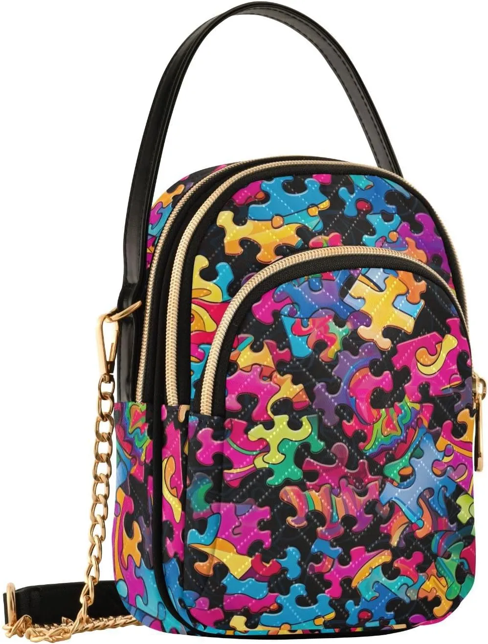 Funny Puzzle Pieces Pattern Small Crossbody Bags for Women Cell Phone Shoulder Purse Handbags Wallet 21215127