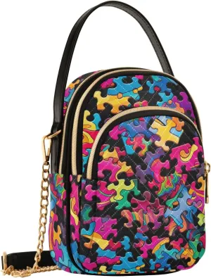 Funny Puzzle Pieces Pattern Small Crossbody Bags for Women Cell Phone Shoulder Purse Handbags Wallet 21215127