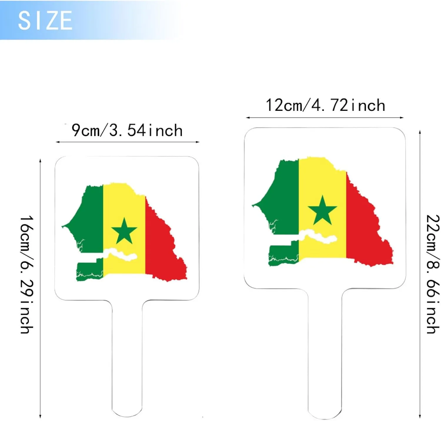 Funny Senegal Map and National Flag Makeup Mirror with Handle, Square Portable Travel Handheld Mirror for Women Girls Daily Makeup, Facial Care Black 9×16Cm