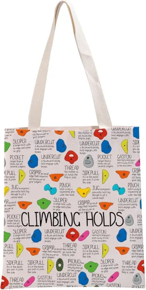 G2TUP Climbing Inspired Gift Climbing Hold Tote Bag Rock-Climb Handbag Climbing Lover Gift Types Of Climbing Hold Gift