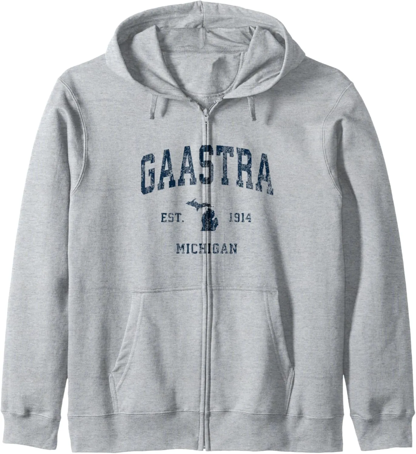 Gaastra Michigan MI Vintage Athletic Navy Sports Design Zip Hoodie
