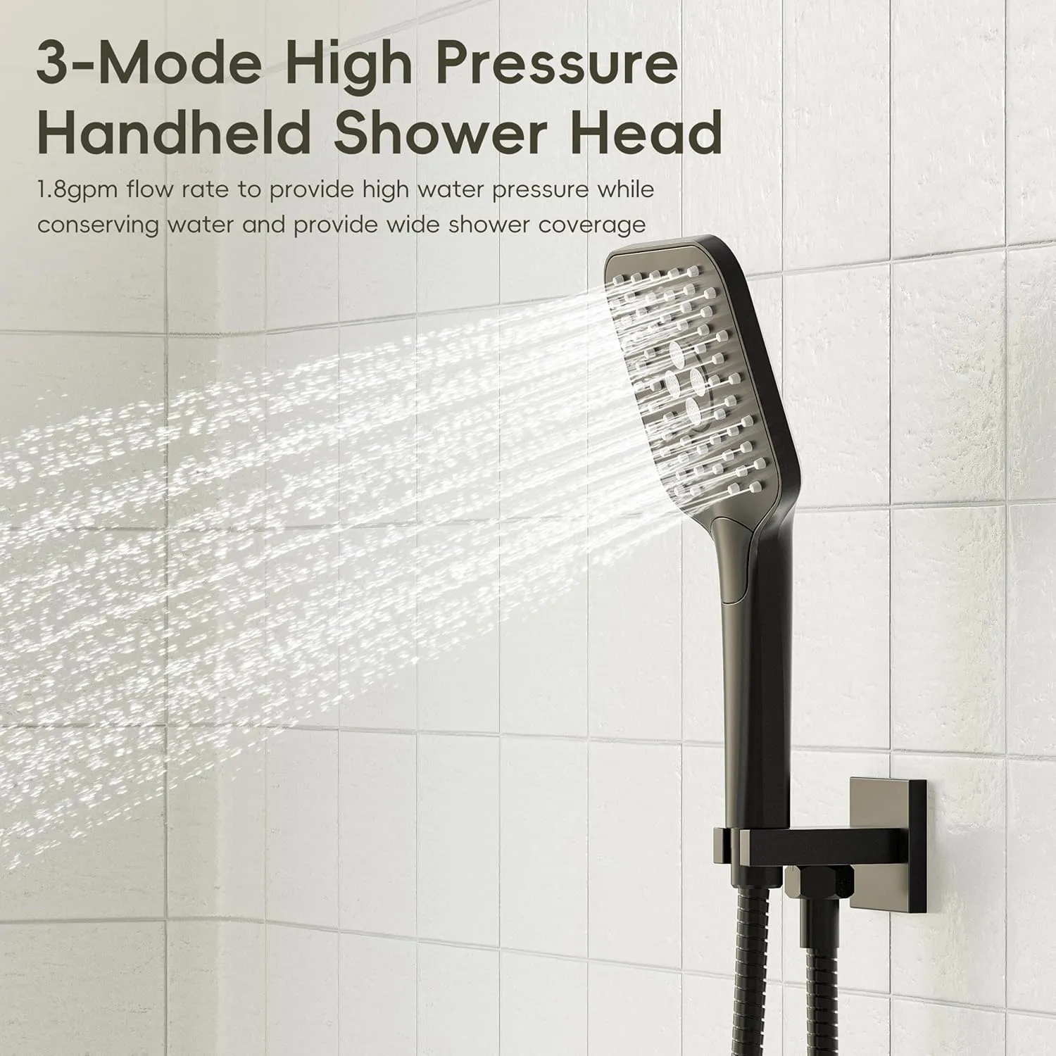 Gabrylly Shower System, 10 Inches Rain Shower Heads with Handheld Spray Combo, Wall Mounted Shower Faucets Sets Complete with Shower Valve Kit, Shower Head and Handle Set, Matte Black