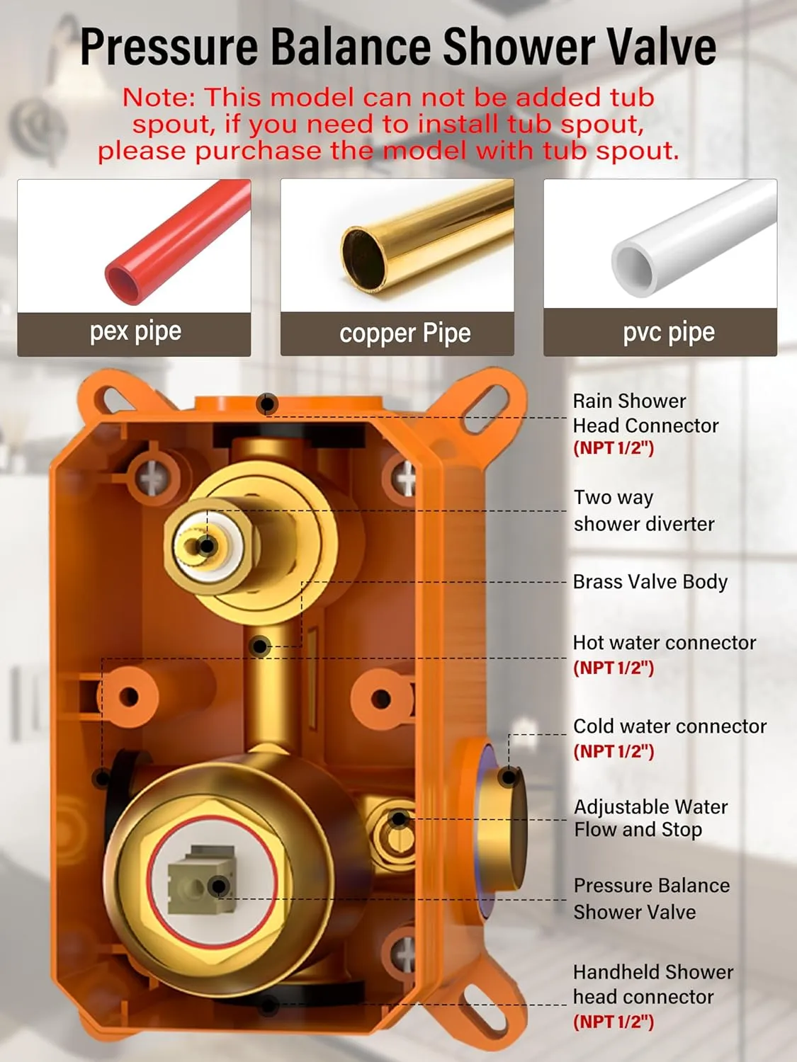 Gabrylly Shower System Gold, Wall Mounted Shower Faucet Set for Bathroom with High Pressure 10" Rain Shower head and 3-Setting Handheld Shower Head Set, 2 Way Shower Valve Kit, Brushed Gold
