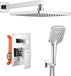 Gabrylly Shower System, Shower Faucets Sets Complete for Bathroom with High Pressure 10" Rain Shower and Handheld Shower, 2 Way Shower Valve Kit, Chrome