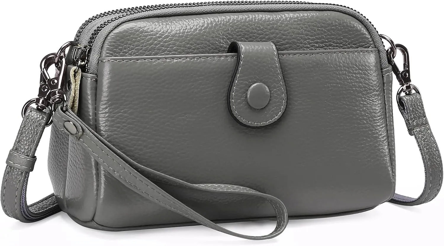 GAEKEAO Crossbody Bags for Women Small Genuine Leather Shoulder Purse Cross Body Bag with Wristlet Top Zipper