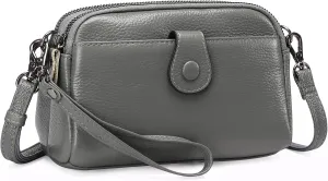 GAEKEAO Crossbody Bags for Women Small Genuine Leather Shoulder Purse Cross Body Bag with Wristlet Top Zipper