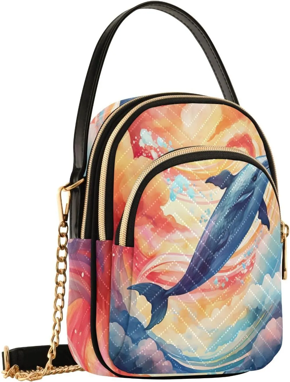 GAIGEO Fantasy Sea Of Clouds And Whale Shoulder Bag, Casual Crossbody Purse Crossbody Purse with Long Strap