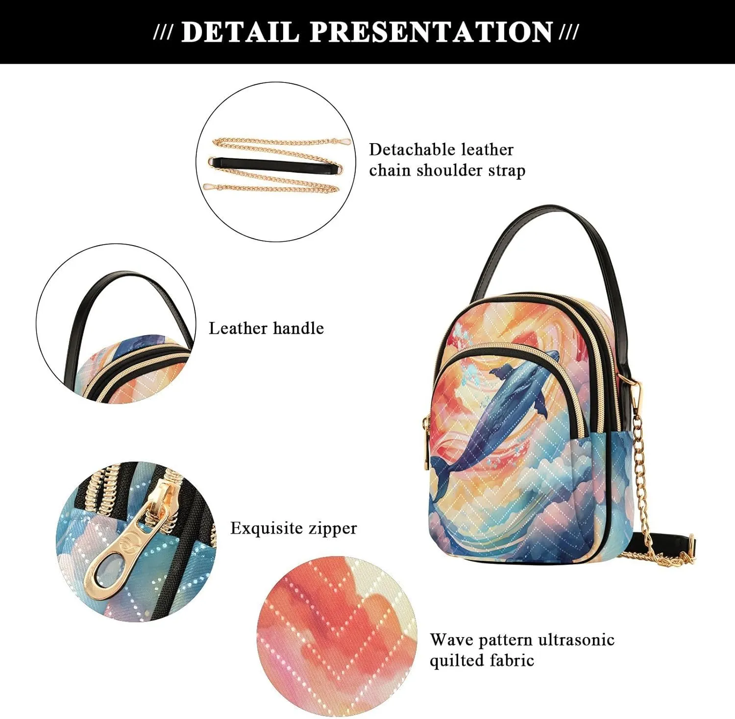 GAIGEO Fantasy Sea Of Clouds And Whale Shoulder Bag, Casual Crossbody Purse Crossbody Purse with Long Strap