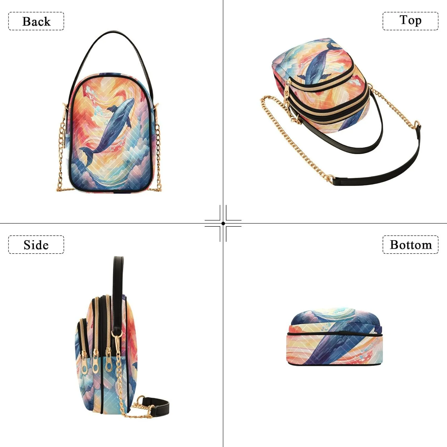 GAIGEO Fantasy Sea Of Clouds And Whale Shoulder Bag, Casual Crossbody Purse Crossbody Purse with Long Strap
