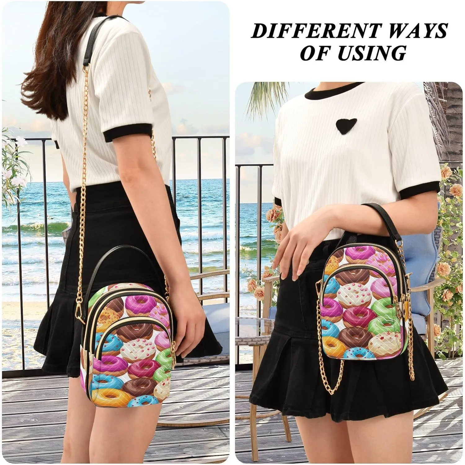GAIGEO Multi Colors Donuts Shoulder Handbag, Crossbody with Removeable Strap, Modern Crossbody Bags for Women