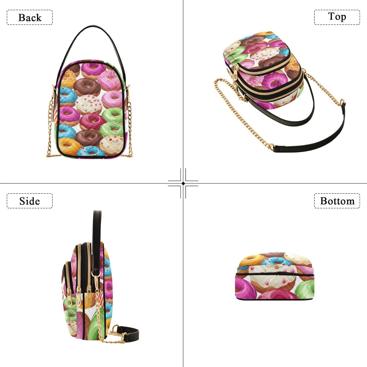 GAIGEO Multi Colors Donuts Shoulder Handbag, Crossbody with Removeable Strap, Modern Crossbody Bags for Women