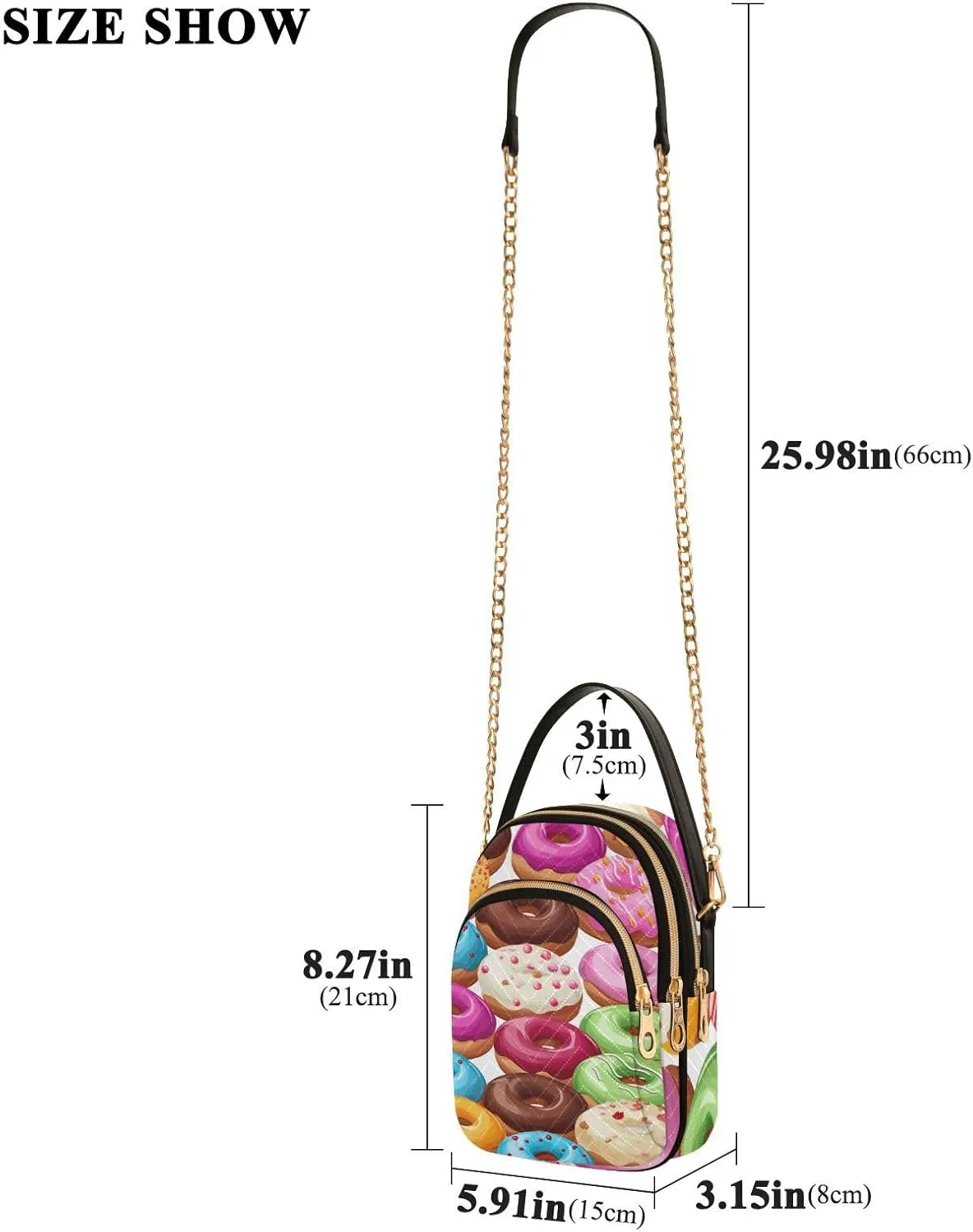GAIGEO Multi Colors Donuts Shoulder Handbag, Crossbody with Removeable Strap, Modern Crossbody Bags for Women