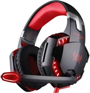 Gaming Headset, G2000 Over-Ear Gaming Headset,120-Degree Rotating Bass Noise Cancelling Mic,50mm Driver Unit,Skin-Friendly Breathable Over Ear Headphones with LED Lights for PC, Gamer - White