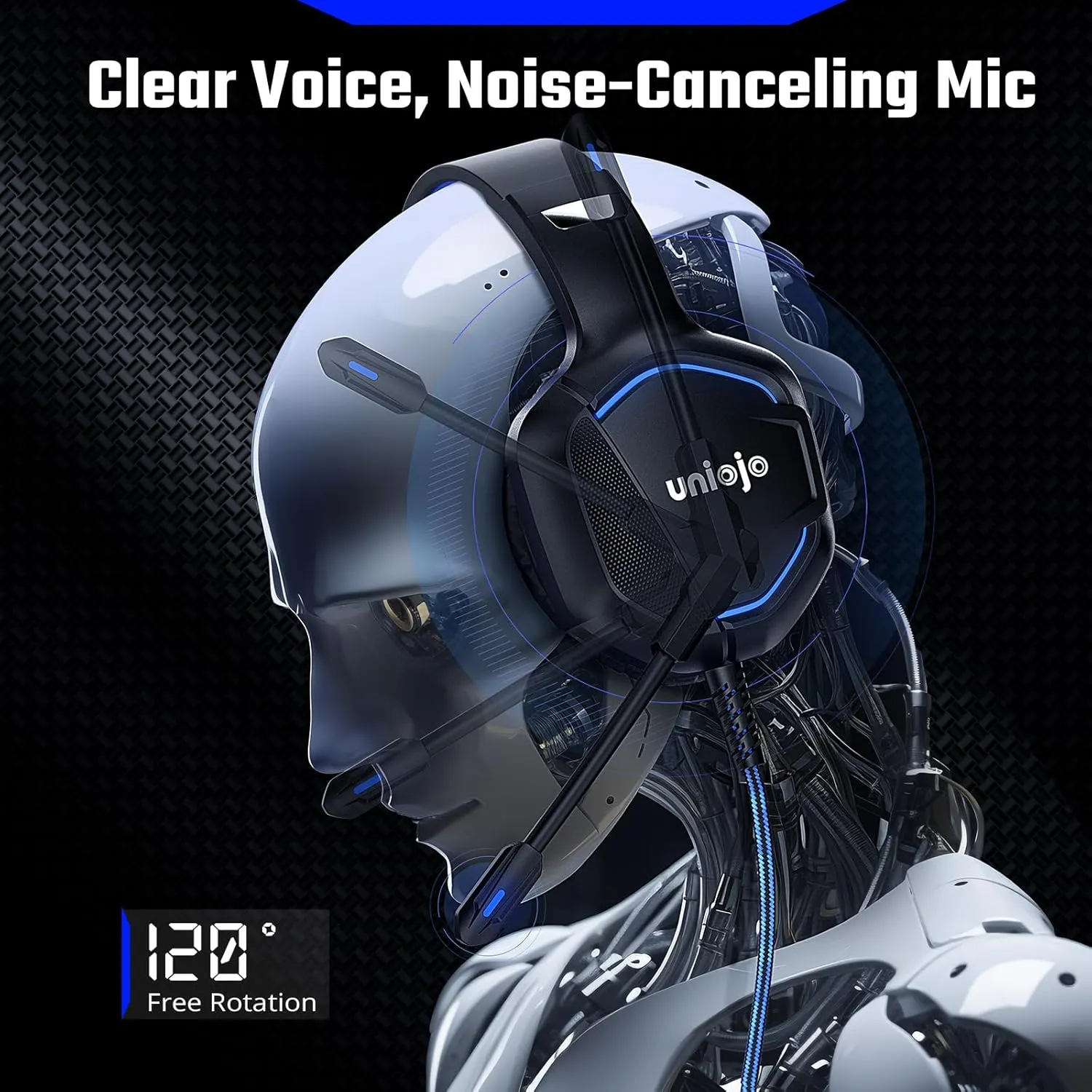 Gaming Headset Noise-Canceling Mic for PC, Laptop, Mac, Xbox Series, PS5, PS4, Nintendo Switch, Wired Over-Ear Headphones, Surround Sound, LED Breathing Light, Memory Foam Ear Pads, Black