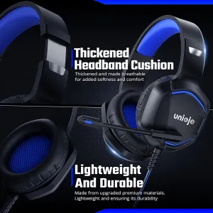 Gaming Headset Noise-Canceling Mic for PC, Laptop, Mac, Xbox Series, PS5, PS4, Nintendo Switch, Wired Over-Ear Headphones, Surround Sound, LED Breathing Light, Memory Foam Ear Pads, Black