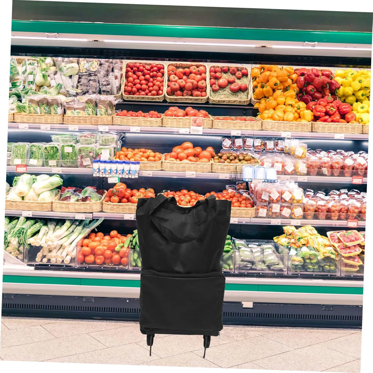 Garneck 2pcs Trolley Tug Bag Foldable Shopping Bag Stair Climbing Hand Trucks Folding Shopping Cart with Wheels