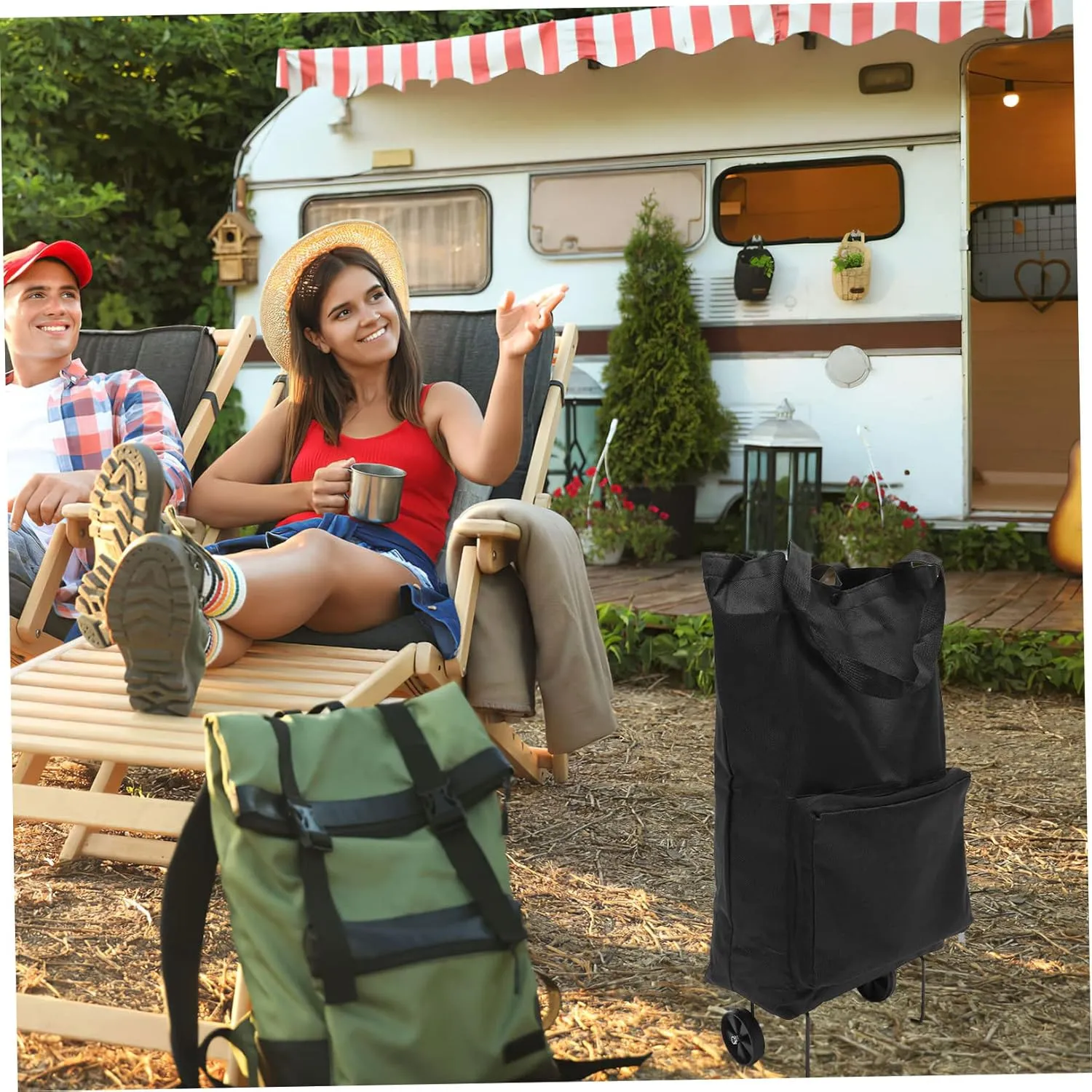 Garneck 2pcs Trolley Tug Bag Foldable Shopping Bag Stair Climbing Hand Trucks Folding Shopping Cart with Wheels