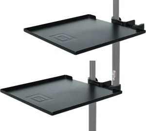Gator Frameworks Two pack Microphone Stand Clamp-On Utility Shelf with 10 Pound Weight Capacity ; 9" x 9" Surface Area (GFW-SHELF0909-2PK)