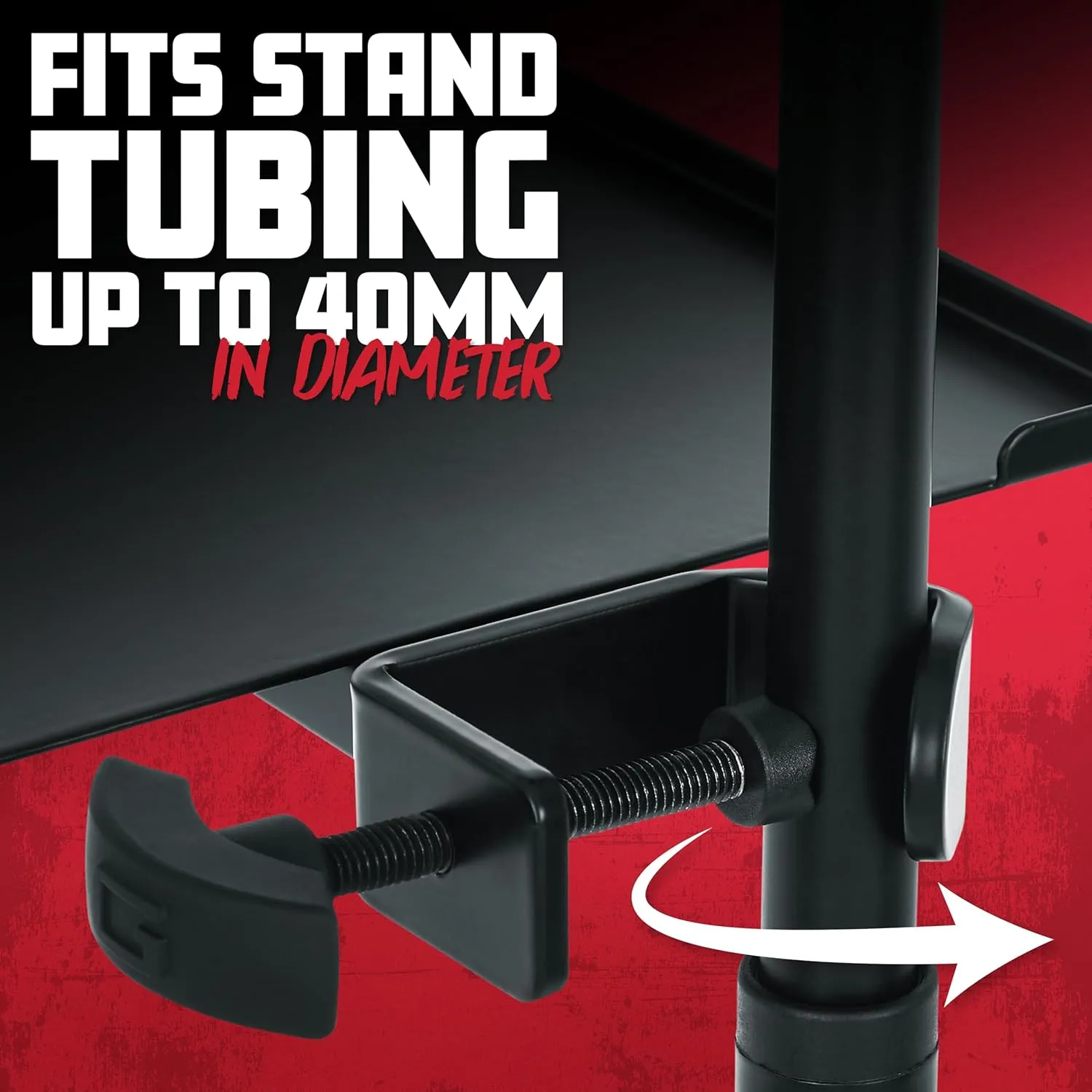 Gator Frameworks Two pack Microphone Stand Clamp-On Utility Shelf with 10 Pound Weight Capacity ; 9" x 9" Surface Area (GFW-SHELF0909-2PK)