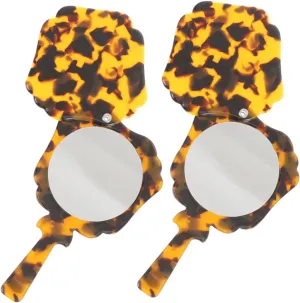 Gatuida 2pcs Vintage Hand Mirrors Portable Makeup Mirrors Magnification for Travel Compact Foldable
