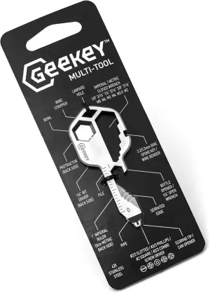 Geekey Multi-tool | Original Key Shaped Pocket Tool | Stainless Steel Keychain Utility Gadget | 16  Tools | TSA Safe Multitool | Gift for Christmas, Men, Women, Valentine's, Birthday, Father
