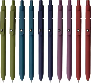 Gel Pens, 10 Pcs 0.5mm Black Ink Pens Fine Point Smooth Writing Pens with Silicone Grip, High-End Series Metal Clip Retractable Pens for Journaling Note Taking (10 Pcs Vintage)