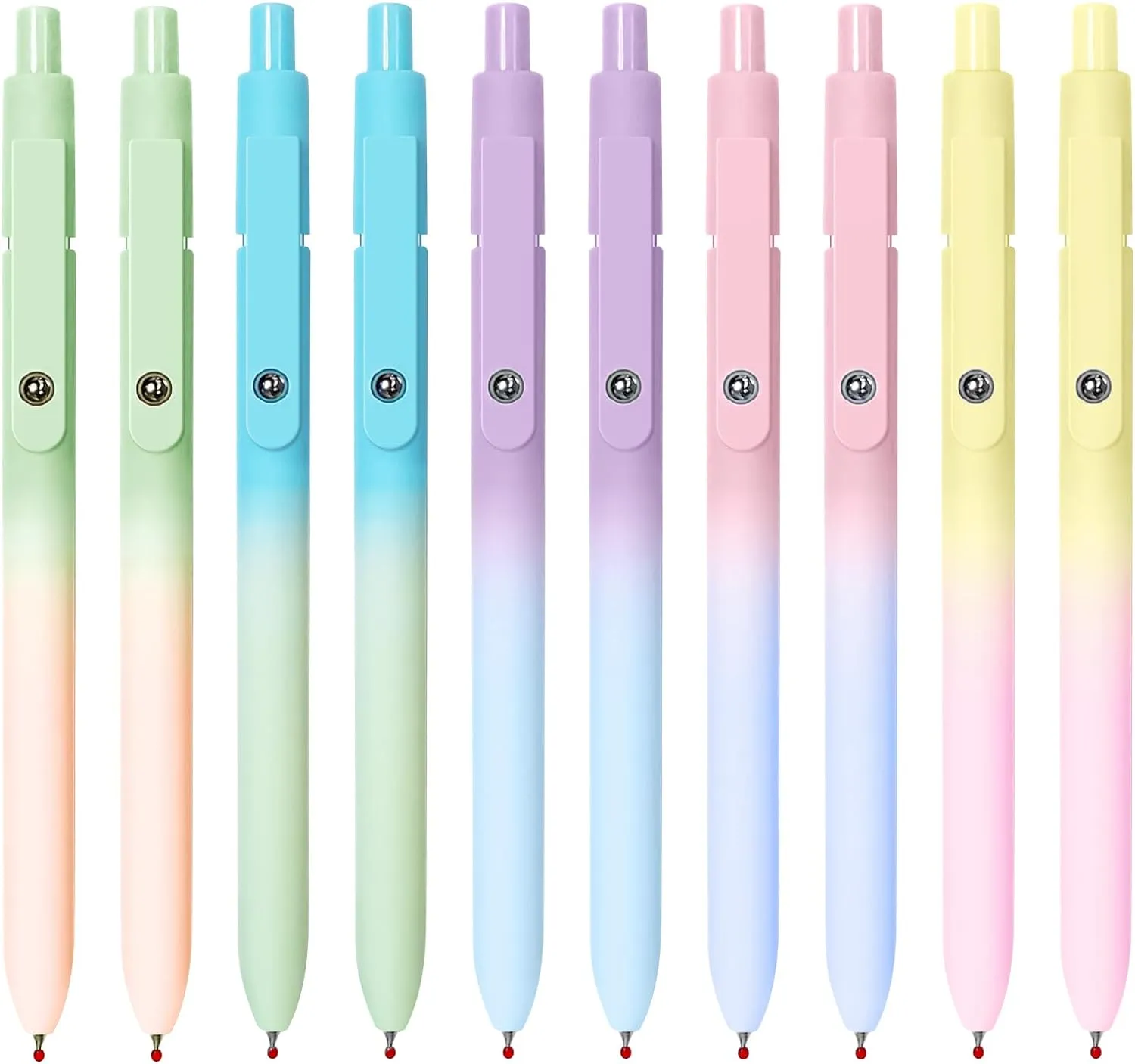 Gel Pens, 10 Pcs Black Ink Pens for Women, 0.7mm Medium Point Smooth Writing Pens with Silicone Grip, High-End Series Metal Clip Retractable Pens for Journaling Note Taking (10 Pcs Pastel)