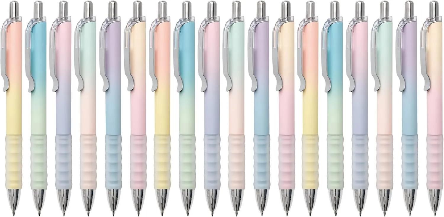 Gel Pens Medium Point 0.7mm Black Ink Gel Pen Retractable Cute Pens for Smooth Writing School Office Supplies, Pack of 18