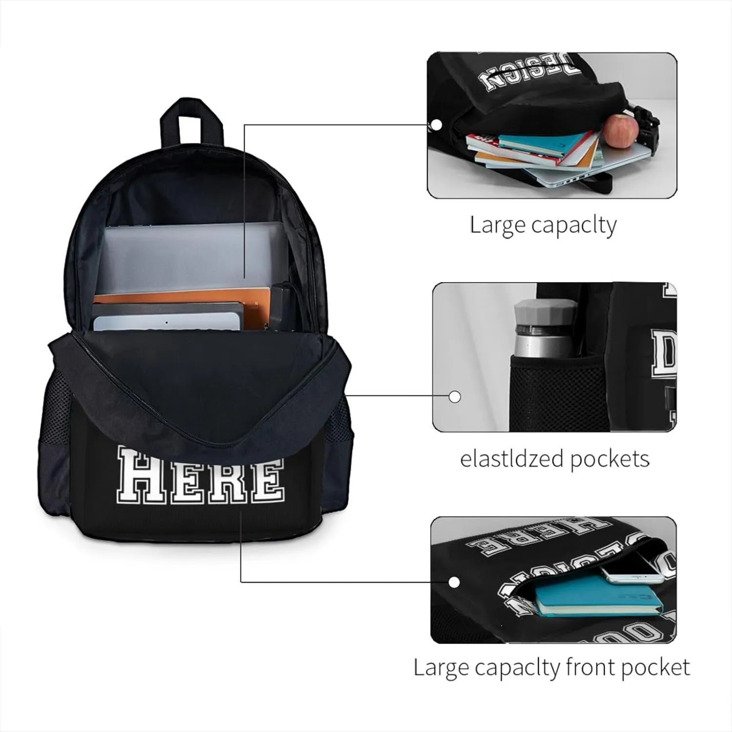 Generic Custom Backpack Large-capacity Casual Travel Laptop Bag Design Text Photo Logo Personalized Backpack,Medium