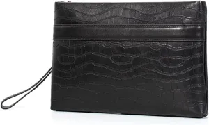 Genuine Leather Clutch Bag for Men Handbag Wrist Bag Business Large Wallet Purse Envelope Bag