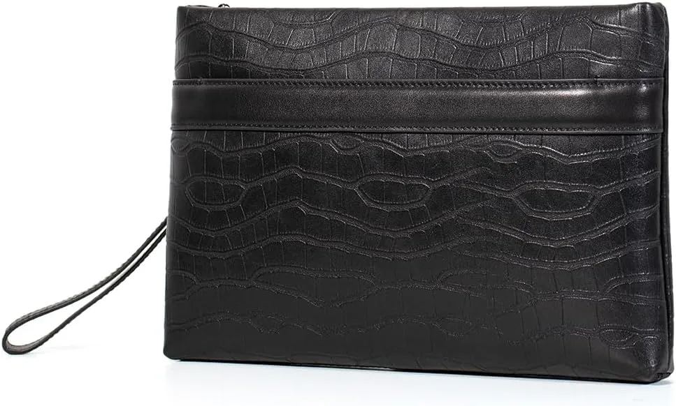 Genuine Leather Clutch Bag for Men Handbag Wrist Bag Business Large Wallet Purse Envelope Bag