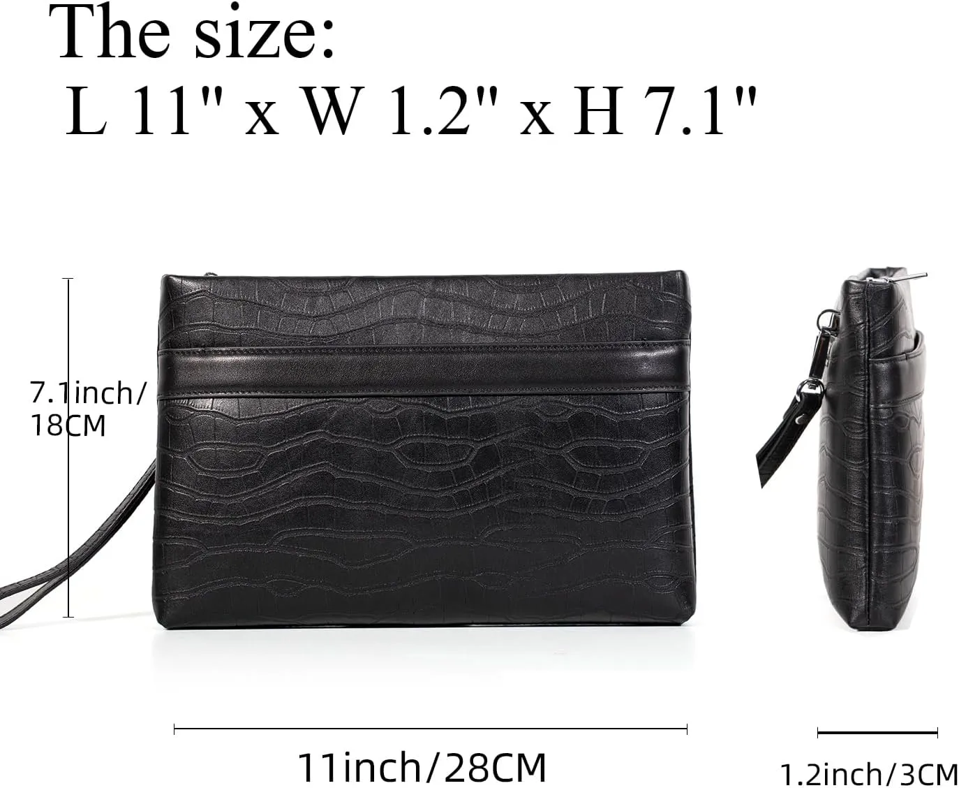 Genuine Leather Clutch Bag for Men Handbag Wrist Bag Business Large Wallet Purse Envelope Bag