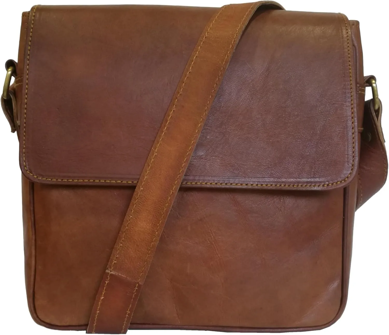 Genuine Leather Crossbody Bag Brown Buckle Girls Shoulder Bag Vintage Messenger Bag Handcrafted Style Purse Men | Gift for him