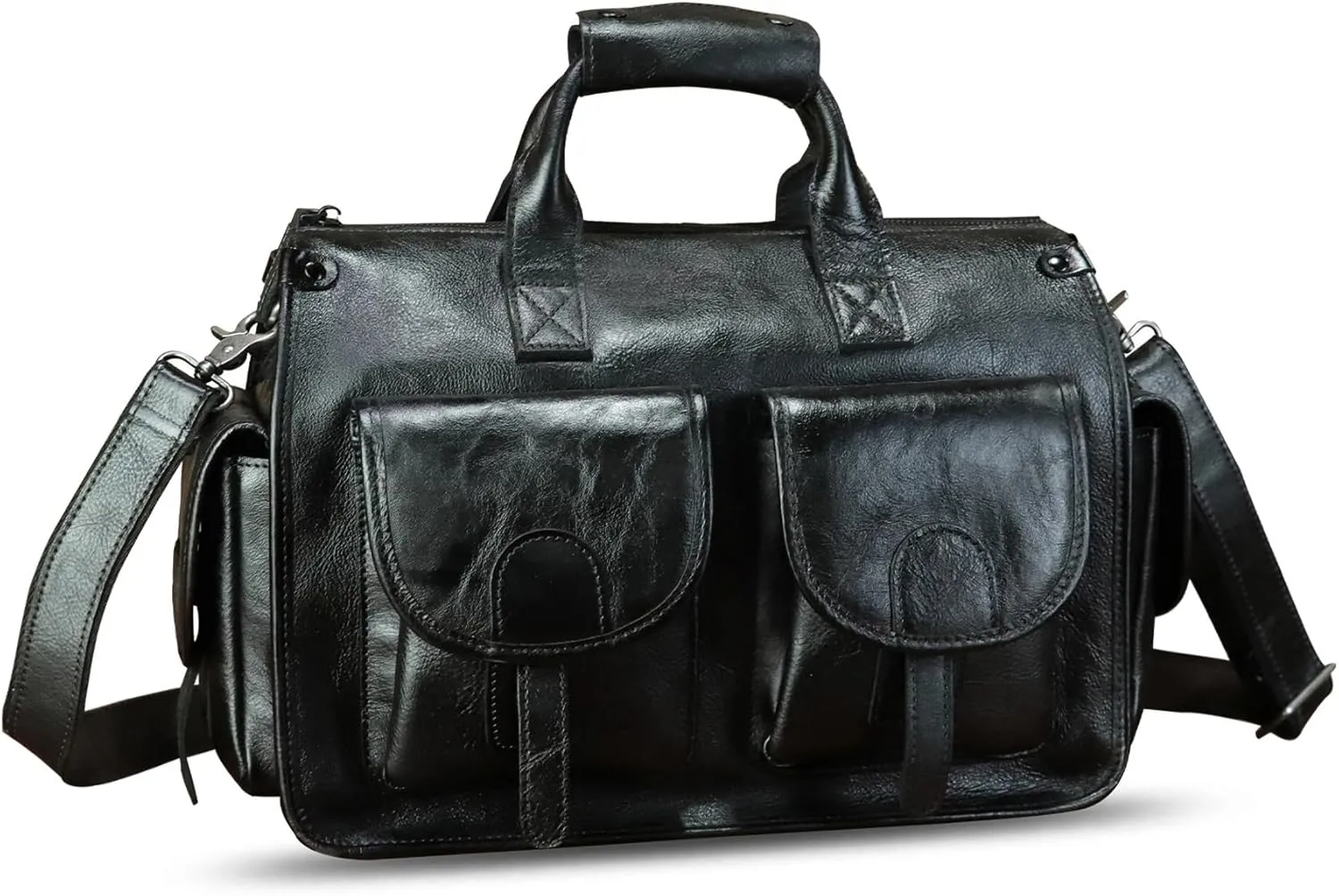 Genuine Leather Messenger Bag and Briefcase Purse for Men Real Leather Shoulder Bag Top Handle Satchel Purse for Laptop Strap