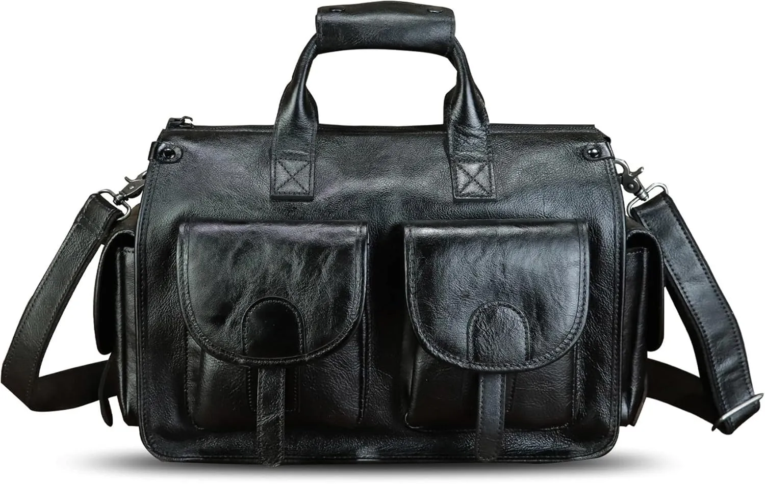 Genuine Leather Messenger Bag and Briefcase Purse for Men Real Leather Shoulder Bag Top Handle Satchel Purse for Laptop Strap