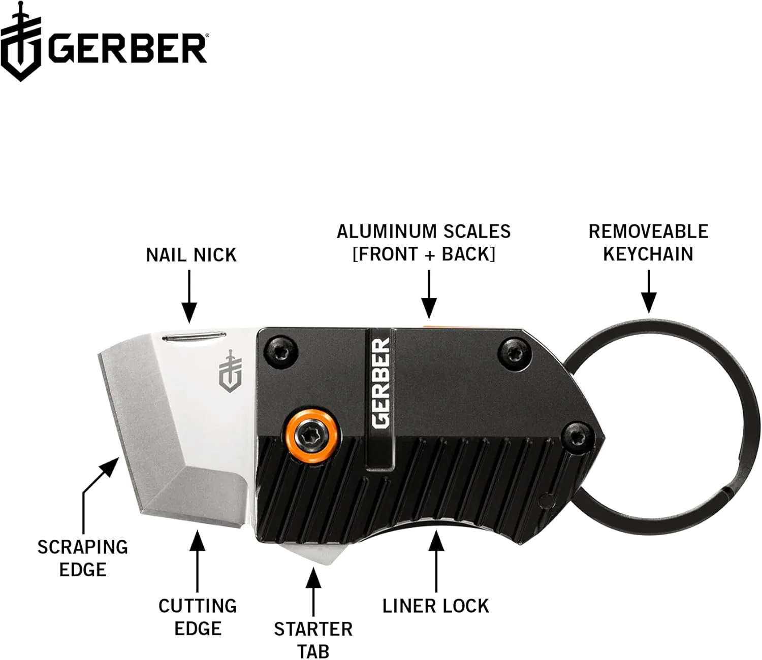 Gerber Gear Key Note Pocket Knife, 1" Plain Edge Box Cutter EDC Keychain Pocket Knife for Everyday Carry, Black