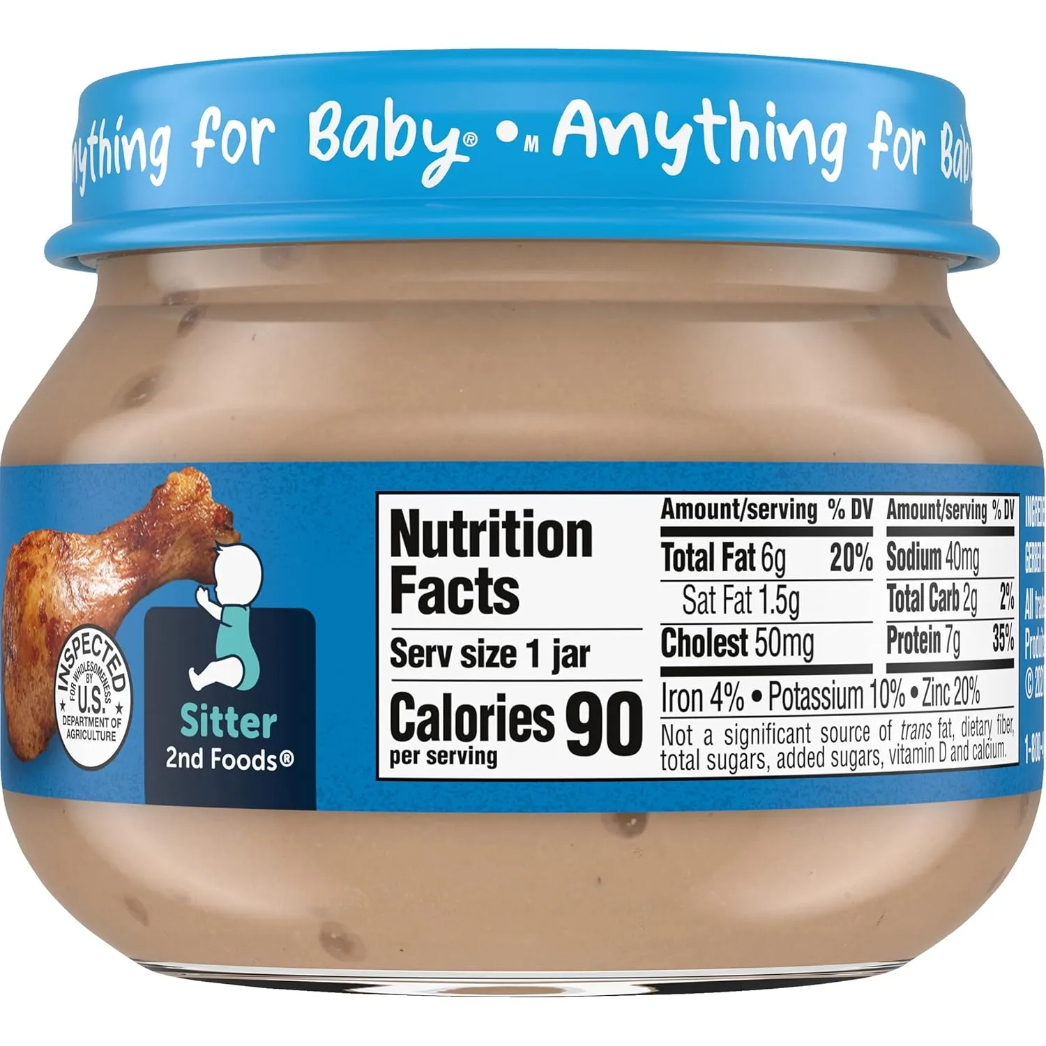 Gerber Mealtime for Baby 2nd Foods Baby Food Jar, Chicken & Gravy, Non-GMO Pureed Baby Food with Essential Nutrients, 2.5-Ounce Glass Jar (Pack of 20 Jars)
