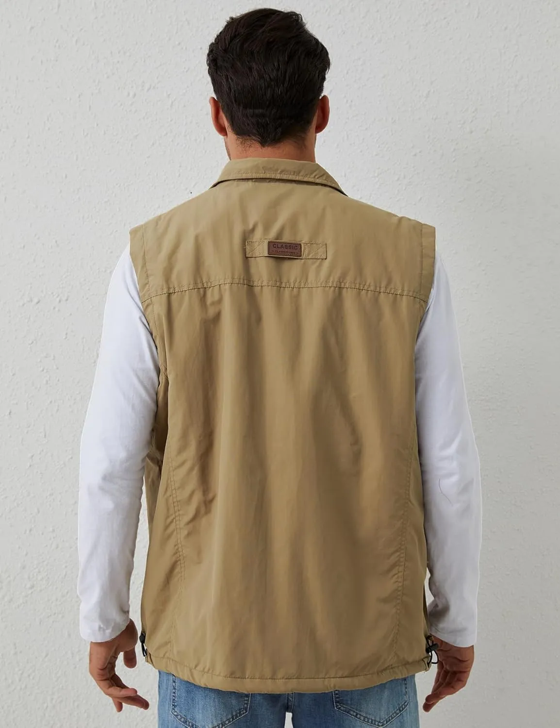 Gihuo Men's Sherpa Lined Fleece Vest Winter Fishing Travel Utility Vest Gilet