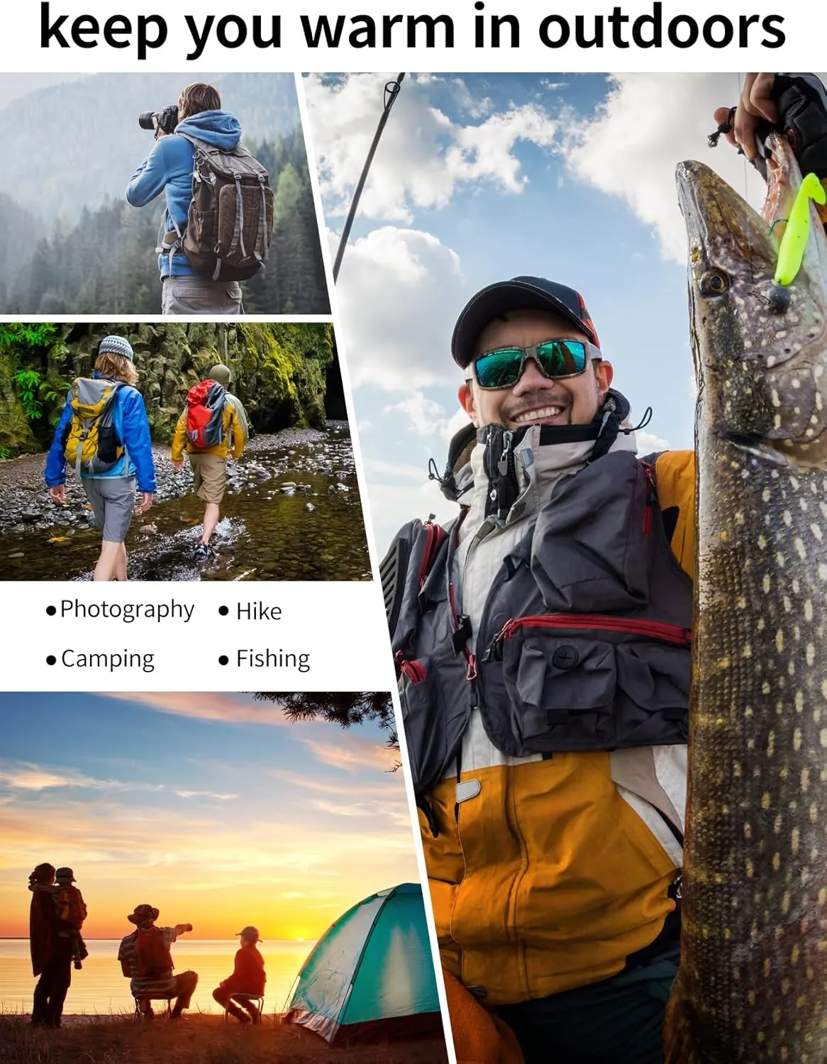 Gihuo Men's Sherpa Lined Fleece Vest Winter Fishing Travel Utility Vest Gilet